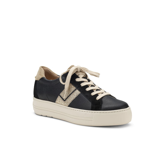 Womens Space Ivory Combo Sneaker- Paul Green Shoes Dove Sneaker- 3/4 Angle View view 3