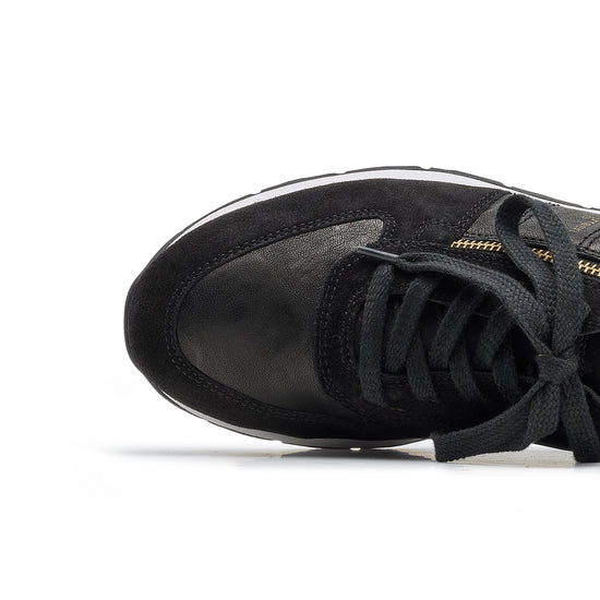 Womens Black Combo Sneaker- Paul Green Shoes Davis Sneaker- Closeup Toebox View view 2
