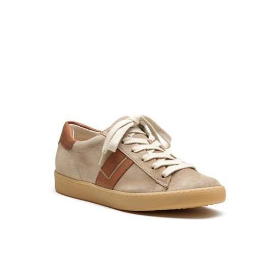 Womens Grain Cognac Combo Sneaker- Paul Green Shoes Adonis Sneaker- 3/4 View view 3