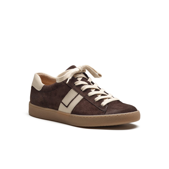 Womens Mocca Biscuit Combo Sneaker- Paul Green Shoes Adonis Sneaker- 3/4 View view 3