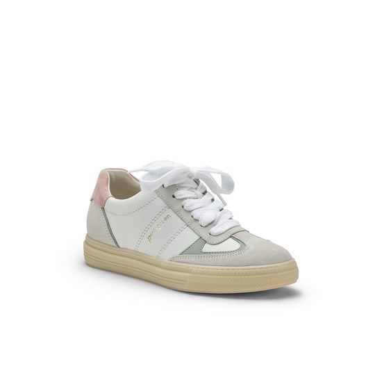 Womens Milk White Combo Sneaker- Paul Green Shoes Carrie Sport Sneaker- 3/4 View view 3