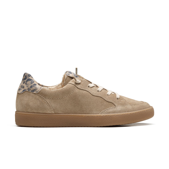 Womens Grain Almond Combo Sneaker- Paul Green Shoes Eugenia Sneaker- Side View view 1