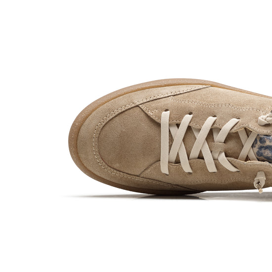 Womens Grain Almond Combo Sneaker- Paul Green Shoes Eugenia Sneaker- Closeup Toebox View view 2