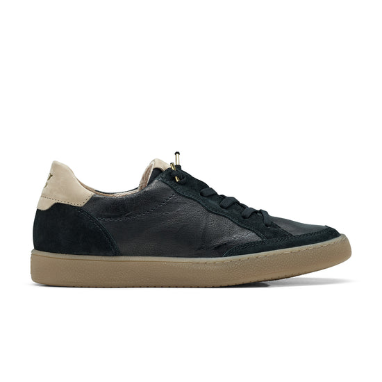 Womens Black Combo Sneaker- Paul Green Shoes Eugenia Sneaker- Side View view 1