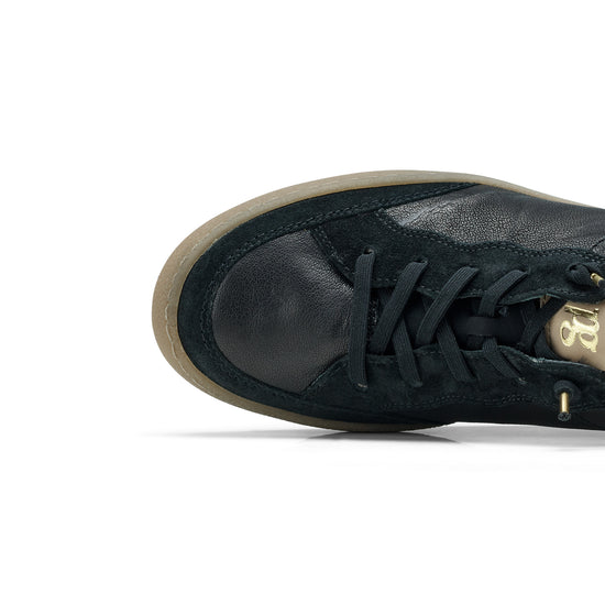 Womens Black Combo Sneaker- Paul Green Shoes Eugenia Sneaker- Closeup Toebox View view 2