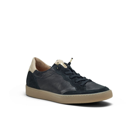 Womens Black Combo Sneaker- Paul Green Shoes Eugenia Sneaker- 3/4 View view 3