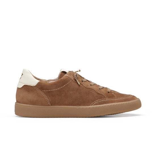 Womens Nut Cream Combo Sneaker- Paul Green Shoes Eugenia Sneaker- Side View view 1