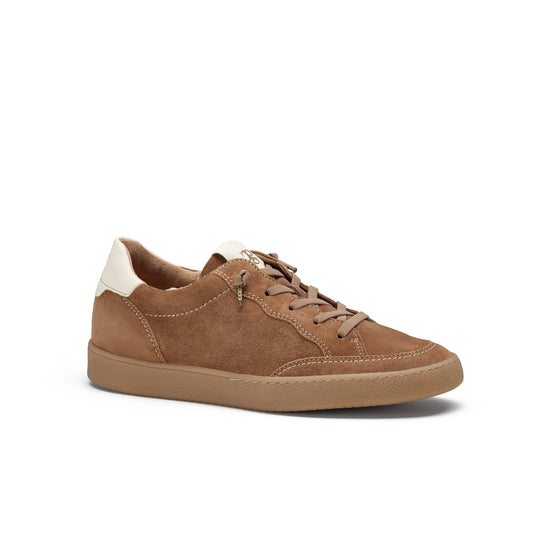 Womens Nut Cream Combo Sneaker- Paul Green Shoes Eugenia Sneaker- 3/4 View view 3