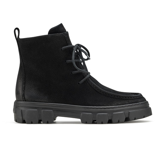 Womens Black Grained Nubuk Boot- Paul Green Febe Boot- Side Profile View view 1