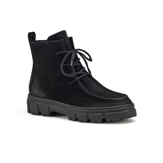 Womens Black Grained Nubuk Boot- Paul Green Febe Boot- 3/4 Angle View view 3