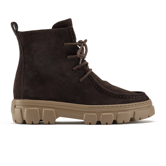 Womens Mocha Suede Boot- Paul Green Shoes Febe Boot- Side View view 1