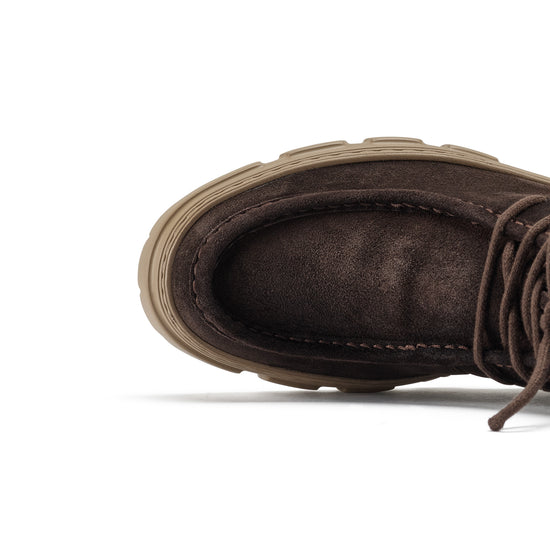 Womens Mocha Suede Boot- Paul Green Shoes Febe Boot- Closeup Toebox View view 2