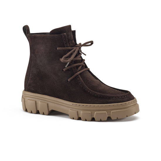 Womens Mocha Suede Boot- Paul Green Shoes Febe Boot- 3/4 View view 3