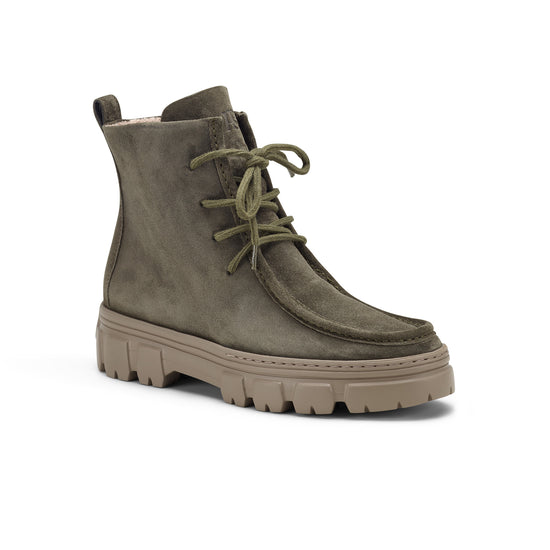 Womens Olive Suede Boot- Paul Green Febe Boot- 3/4 Angle View view 3