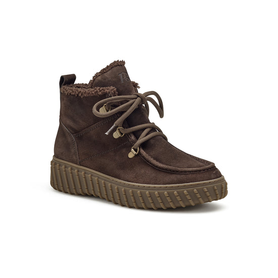 Womens Brown Suede Boot- Paul Green Fairbanks Boot- 3/4 Angle View view 3