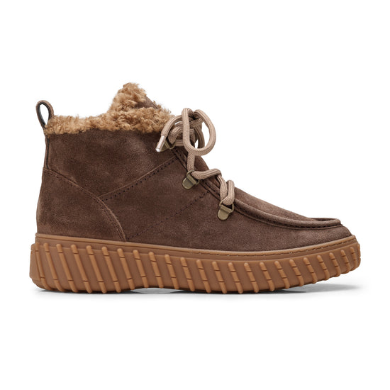Womens Brown Suede Boot- Paul Green Fairbanks Boot- Side Profile View view 1