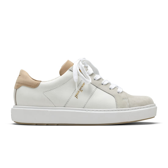 Womens Milk White Combo Sneaker- Paul Green Shoes Dashing Sneaker- Side View
