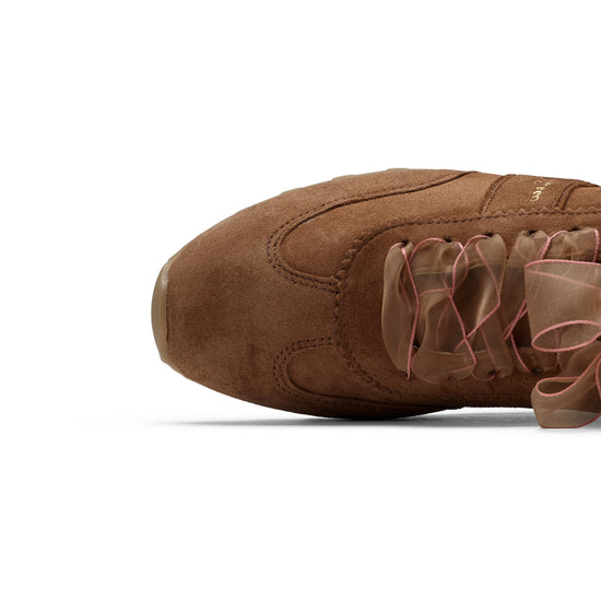 Womens Nut Suede Sneaker- Paul Green Shoes Pranz Sneaker- Closeup Toebox View view 2