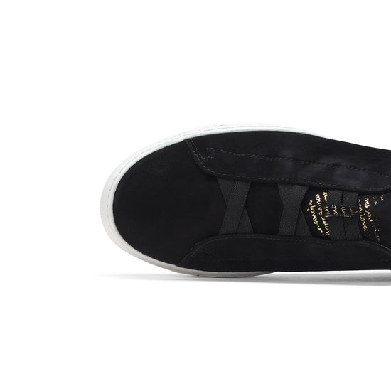 Womens Black Suede Sneaker- Paul Green Shoes Dante Sneaker- Closeup Toebox View view 2