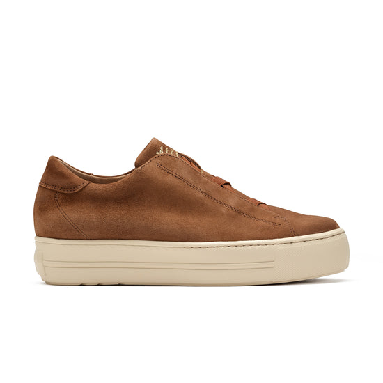 Womens Nut Suede Sneaker- Paul Green Shoes Dante Sneaker- Side View view 1