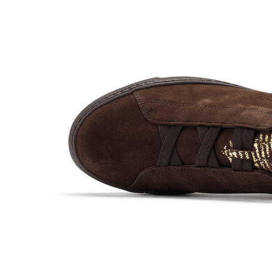 Womens Choco Suede Sneaker- Paul Green Shoes Dante Sneaker- Closeup Toebox View view 2