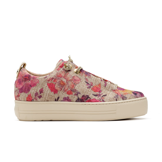 Womens RoseFlower Canvas Sneaker- Paul Green Shoes Desi Sneaker- Side View view 1