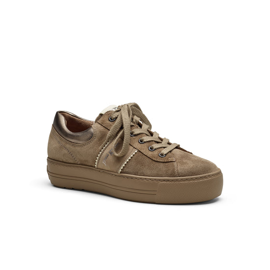 Womens Antelope Earth Combo Sneaker- Paul Green Freddy Sneaker- 3/4 Angle View view 3