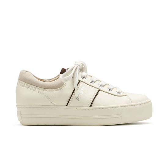 Womens Cream Choco Combo Sneaker- Paul Green Freddy Sneaker- Side Profile View view 1