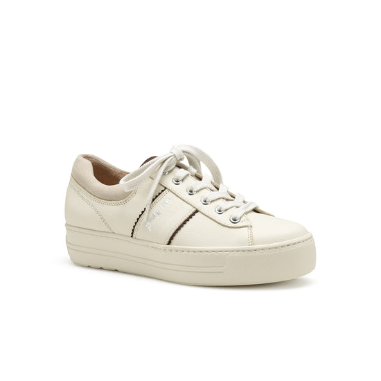 Womens Cream Choco Combo Sneaker- Paul Green Freddy Sneaker- 3/4 Angle View view 3