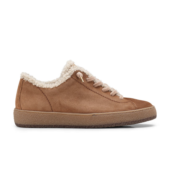Womens Tan Leather Sneaker- Paul Green Fletcher Sneaker- Side Profile View view 1