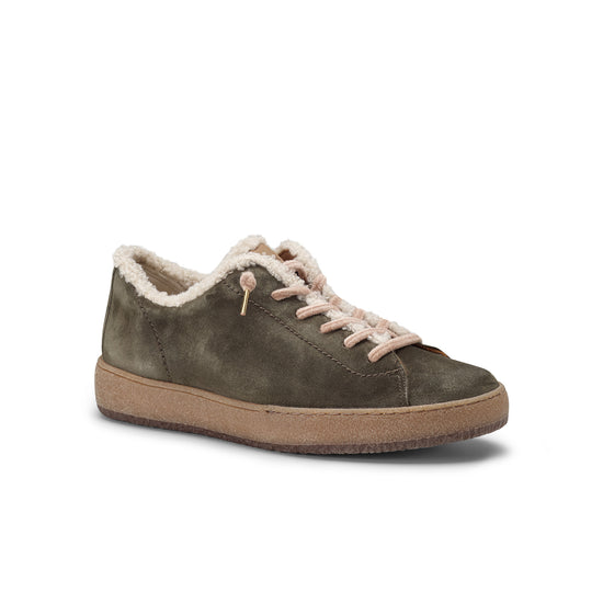 Womens Olive Biscuit Combo Sneaker- Paul Green Fletcher Sneaker- 3/4 Angle View view 3