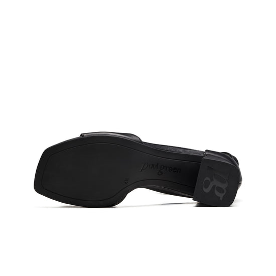 Womens Black Softnappa Sandal- Paul Green Shoes Estelle Sandal- Bottom Sole View view 4