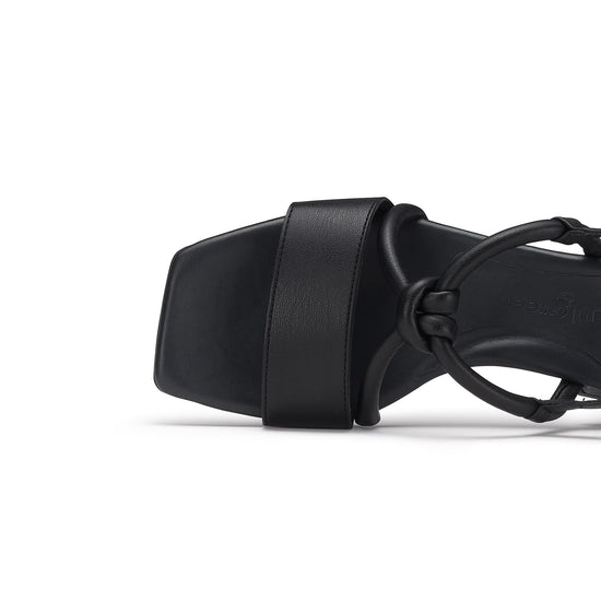 Womens Black Future Nappa Sandal- Paul Green Shoes Dream Sandal- Closeup Toebox View view 2