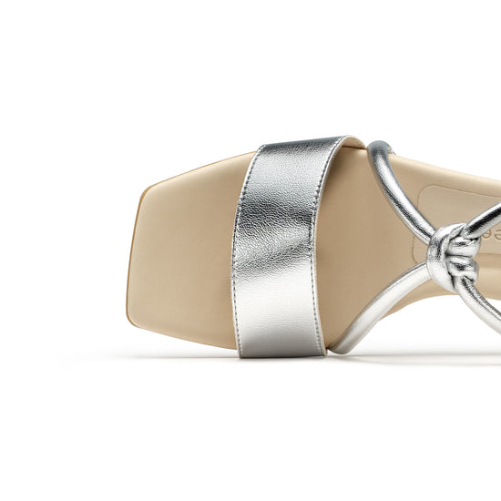 Womens Metallic Leather Sandal- Paul Green Shoes Dream Sandal- Closeup Toebox View view 2