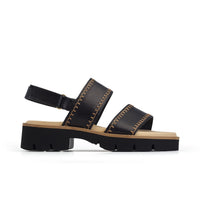 Paul Green Shoes Alana Sandal6 Black Star Leather