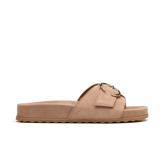 Womens Rosewood Soft Velvet Slide- Paul Green Shoes Dezz Slide- Side View view 1