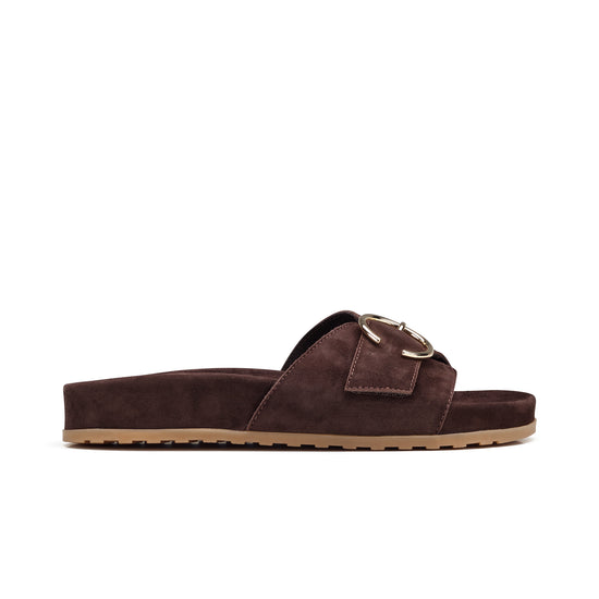 Womens Mocca Soft Velvet Slide- Paul Green Shoes Dezz Slide- Side View view 1