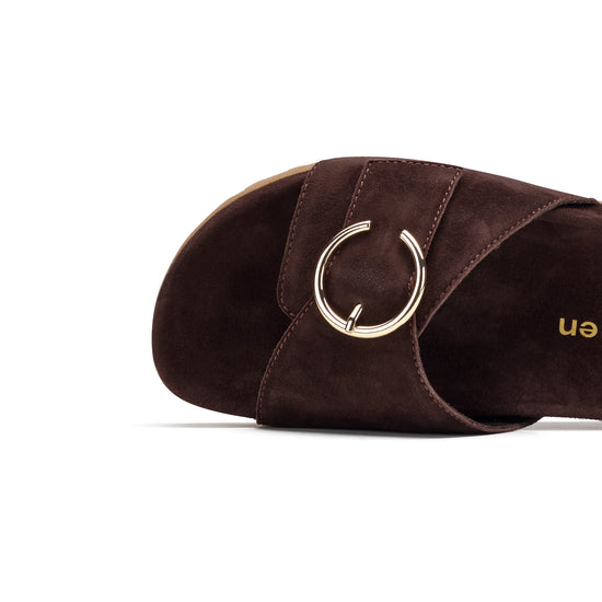 Womens Mocca Soft Velvet Slide- Paul Green Shoes Dezz Slide- Closeup Toebox View view 2
