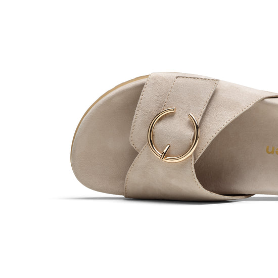 Womens Safari Soft Velvet Slide- Paul Green Shoes Dezz Slide- Closeup Toe Box View view 2