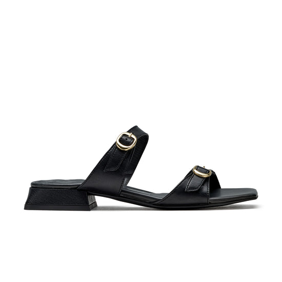 Womens Black Nappa Slide- Paul Green Shoes Denice Slide- Side View view 1