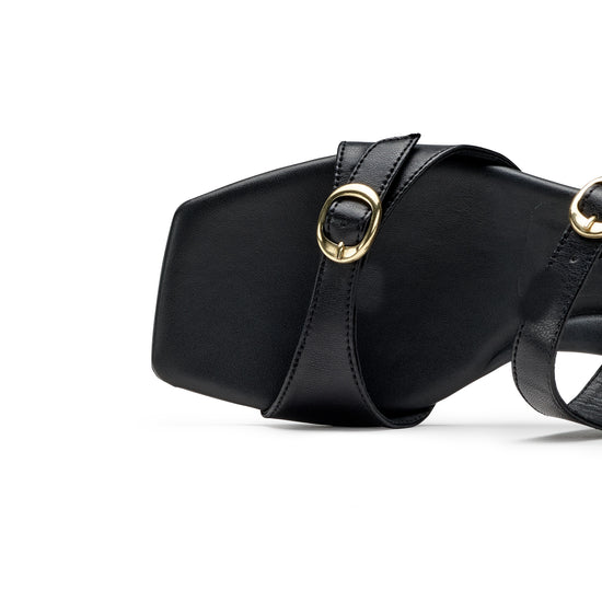 Womens Black Nappa Slide- Paul Green Shoes Denice Slide- Closeup Toebox View view 2