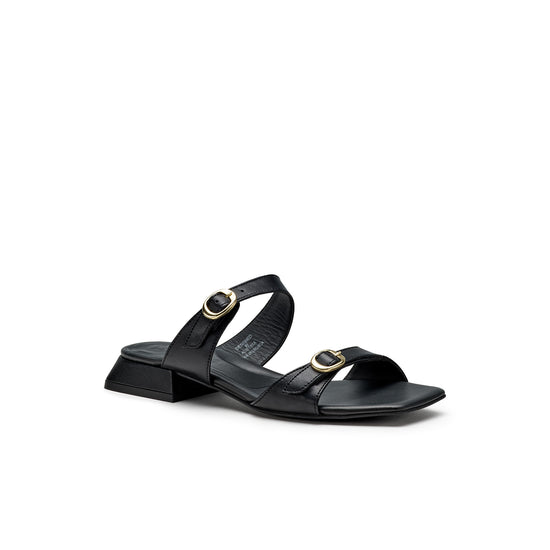 Womens Black Nappa Slide- Paul Green Shoes Denice Slide- 3/4 View view 3
