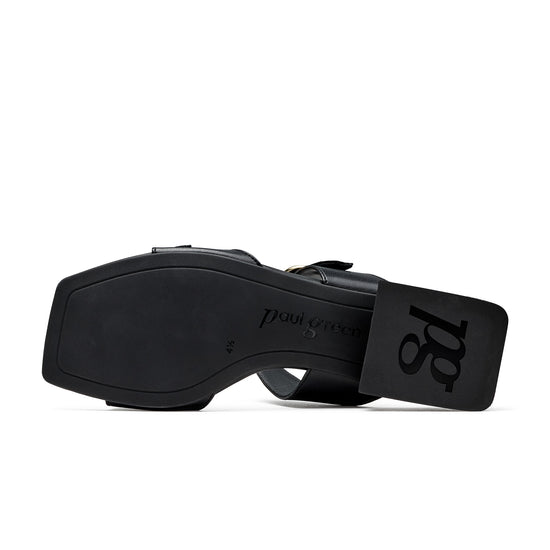 Womens Black Nappa Slide- Paul Green Shoes Denice Slide- Bottom Sole View view 4