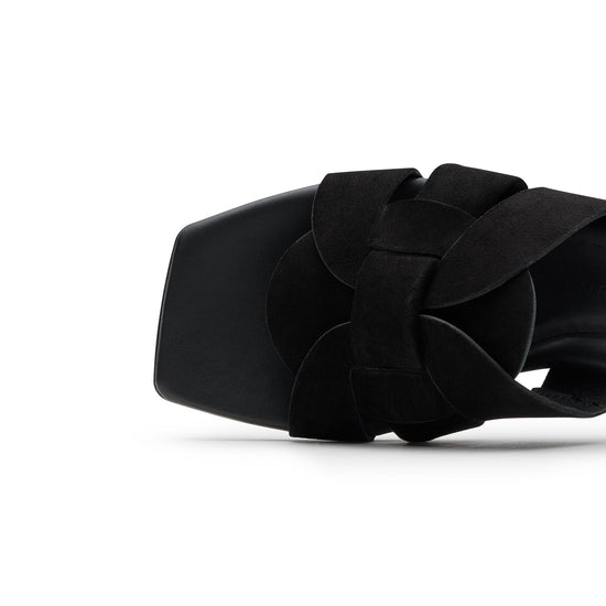 Womens Black Suede Slide- Paul Green Shoes Desire Slide- Closeup Toe Box VIew view 2