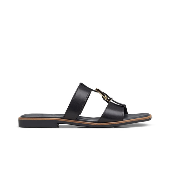Womens Black Leather Slide- Paul Green Shoes Dynamite Slide- Side View view 1