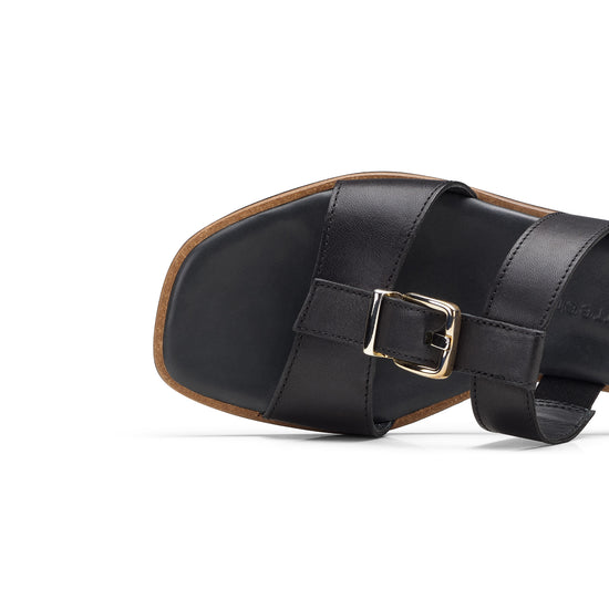 Womens Black Leather Slide- Paul Green Shoes Dynamite Slide- Closeup Toebox View view 2