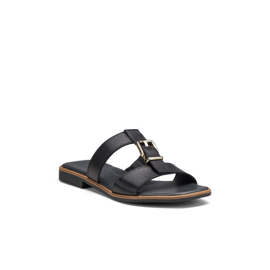 Womens Black Leather Slide- Paul Green Shoes Dynamite Slide- 3/4 View view 3