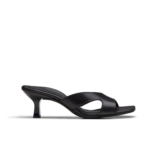 Womens Black Leather Heel- Paul Green Shoes Dazzle Heel- Side View view 1