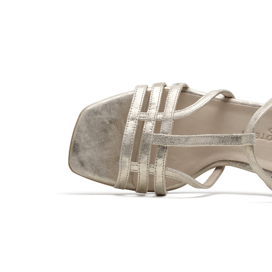 Womens Mineral Metallic Antic Sandal- Paul Green Shoes Delmonte Sandal- Closeup Toebox View view 2