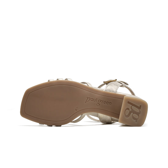 Womens Mineral Metallic Antic Sandal- Paul Green Shoes Delmonte Sandal- Bottom Sole View view 4